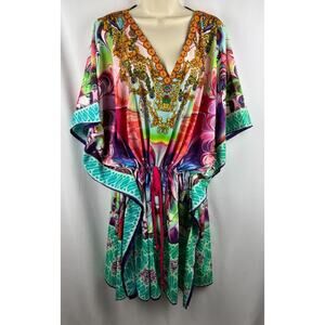 La Leela Colorful Beach Cover-Up | Boho Resort Kaftan Dress NWT
